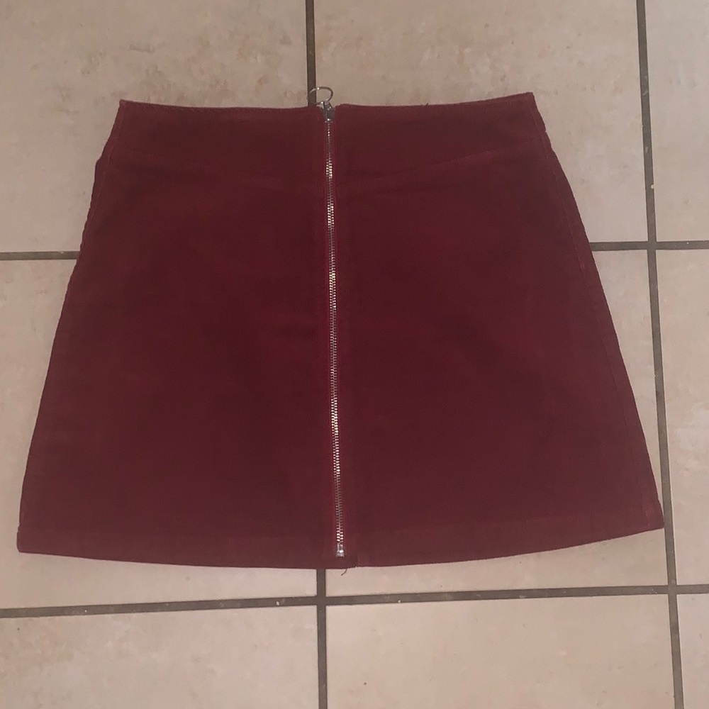 red mini skirt